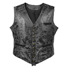 (2XL, One size) Mens Casual Vintage Leather Vest