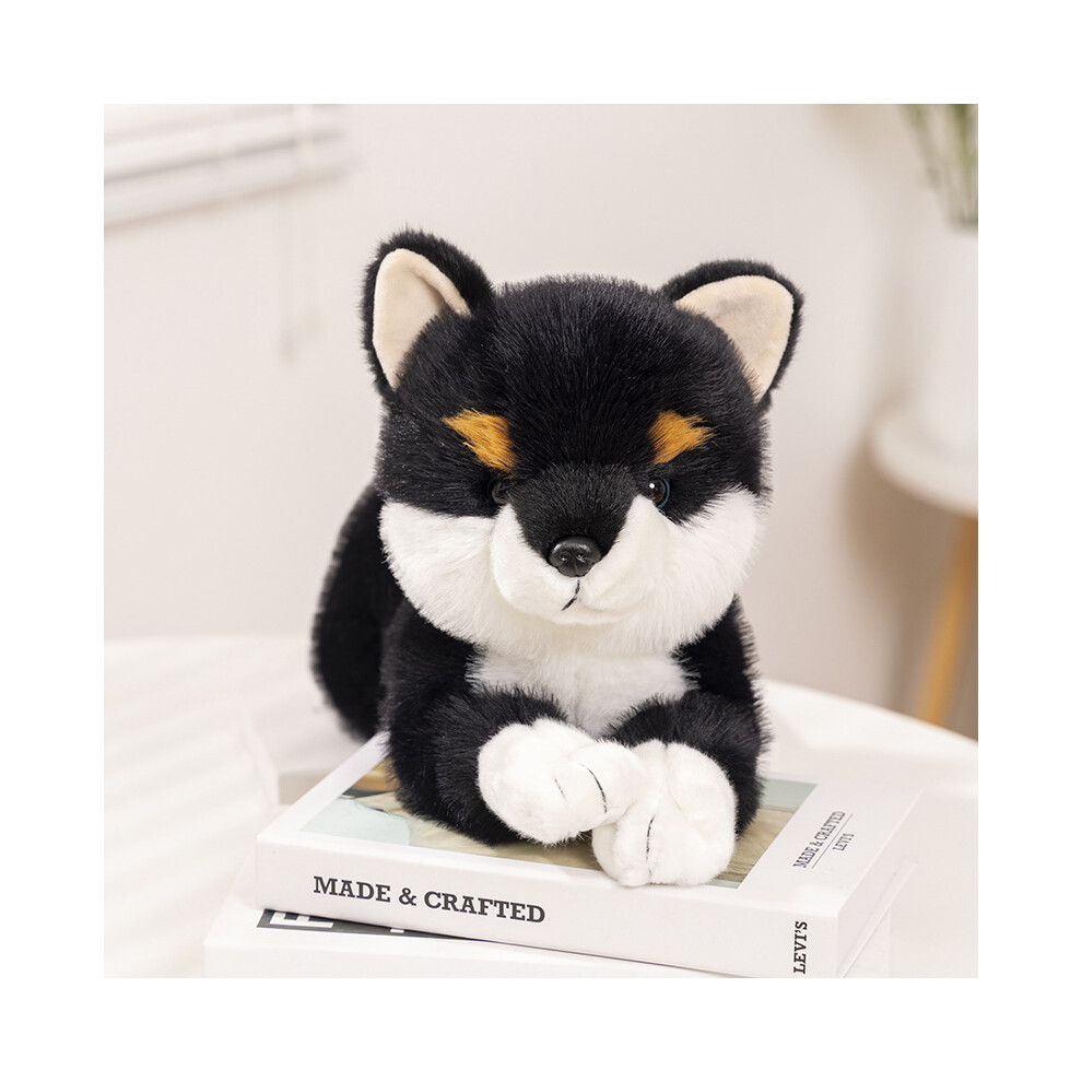 (Shiba Inu 45Cm) Fluffy And Realistic Plush Husky Dog Doll Highquality Stuffed For Children Animal Black