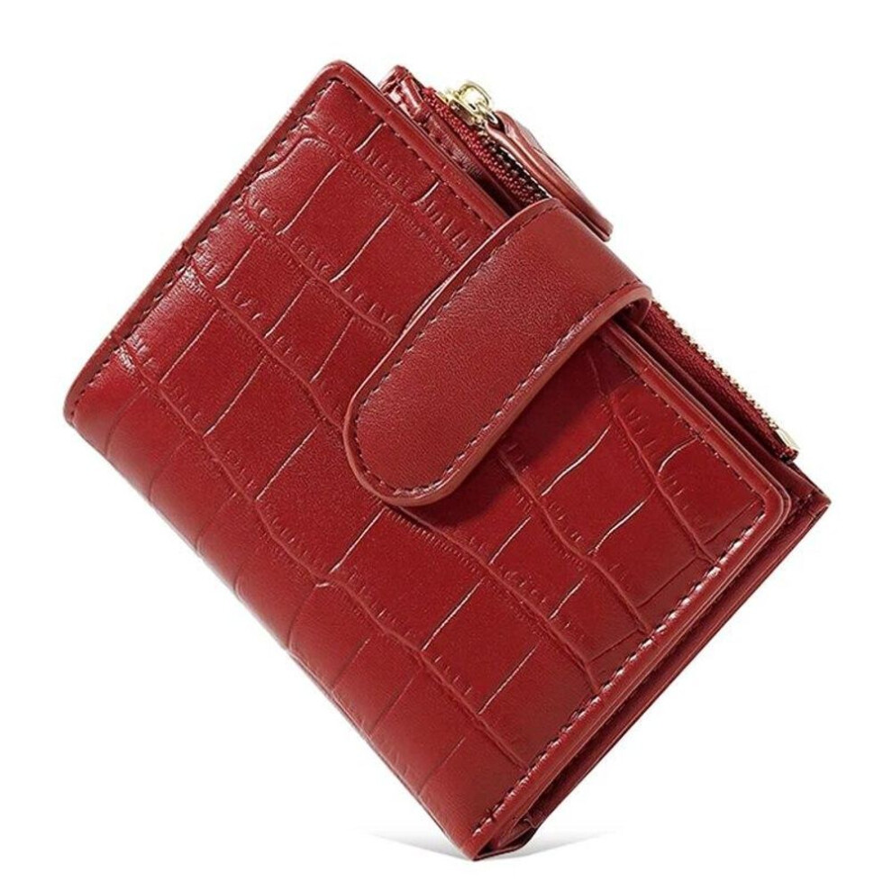 (red, One Size) Fashion Stone Pattern Small Wallets Pu Leather Coin Pures Ladies Popular Card Holder Mini New Design Standard Purses For Women