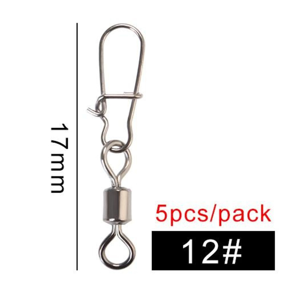 (12-17mm-9KG) Ftk 10pcs Pike Fishing Accessories Connector Pin Bearing Rolling Swivel Stainless Steel Snap Fishhook Lure Swivels Tackle