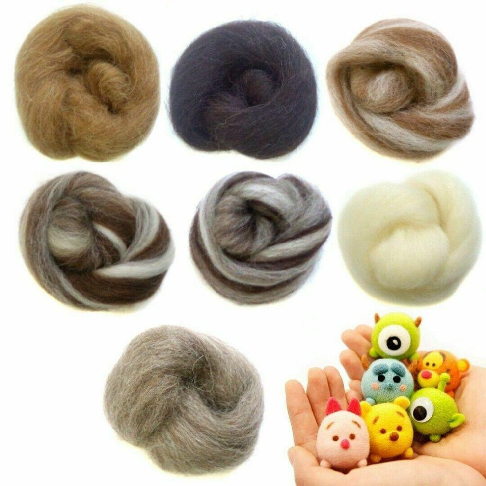 (7color 35g) Random Color Wool Felt Handmade Felt Needle DIY Finger Cots Hand Craft Foam Wool Felt Kit
