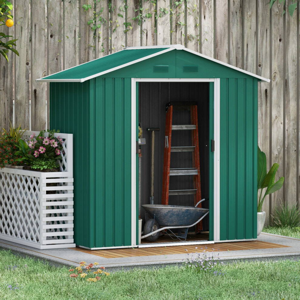 Outsunny 6.5X3.5ft Metal Garden Shed For Garden And Outdoor Storage, Green