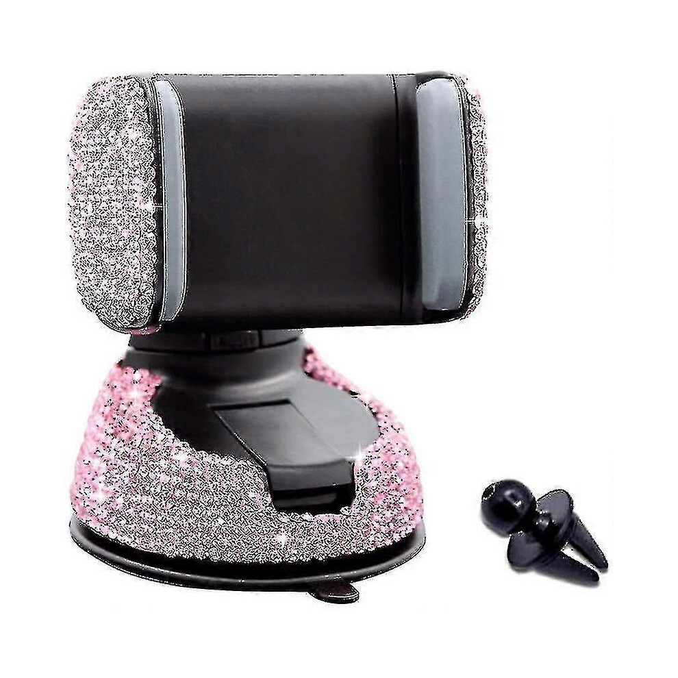 (As Show, One Size) Bling Rhinestone Car Phone Holder Windshield Dashboard Adjustable Blue 6932325777487