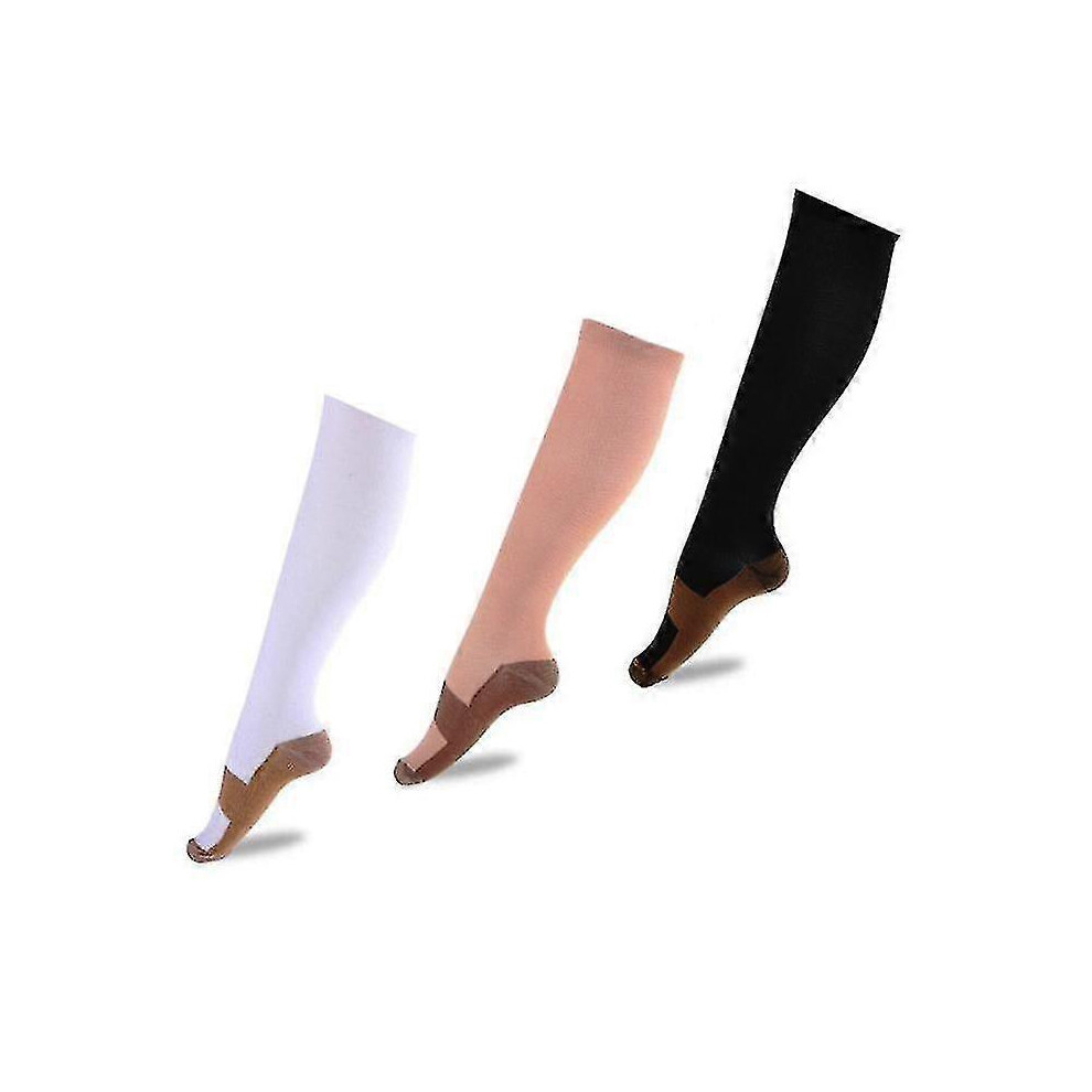 Spiez Blue,White (S M, White) 2Pairs Medical Copper Compression Socks For Womenmen Knee High