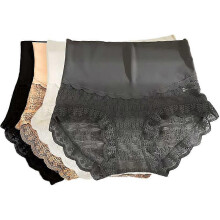 (Medium, 4 Pack Multicolor-b) Lace Ice Silk Underwear Women High Waist Tummy Control Panties For Women Pure Cotton Crotch Women's Underwear