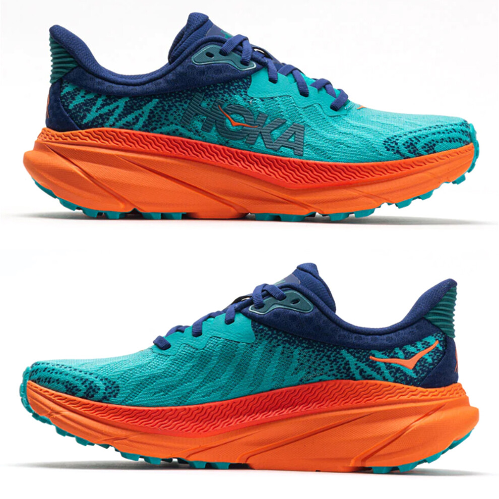 (Blue & Orange, UK10/EU44.5) HOKA ONE ONE Challenger Atr 7 Men Trainers Wear-resistant Platform Running Shoes Jogger Sneakers Sport