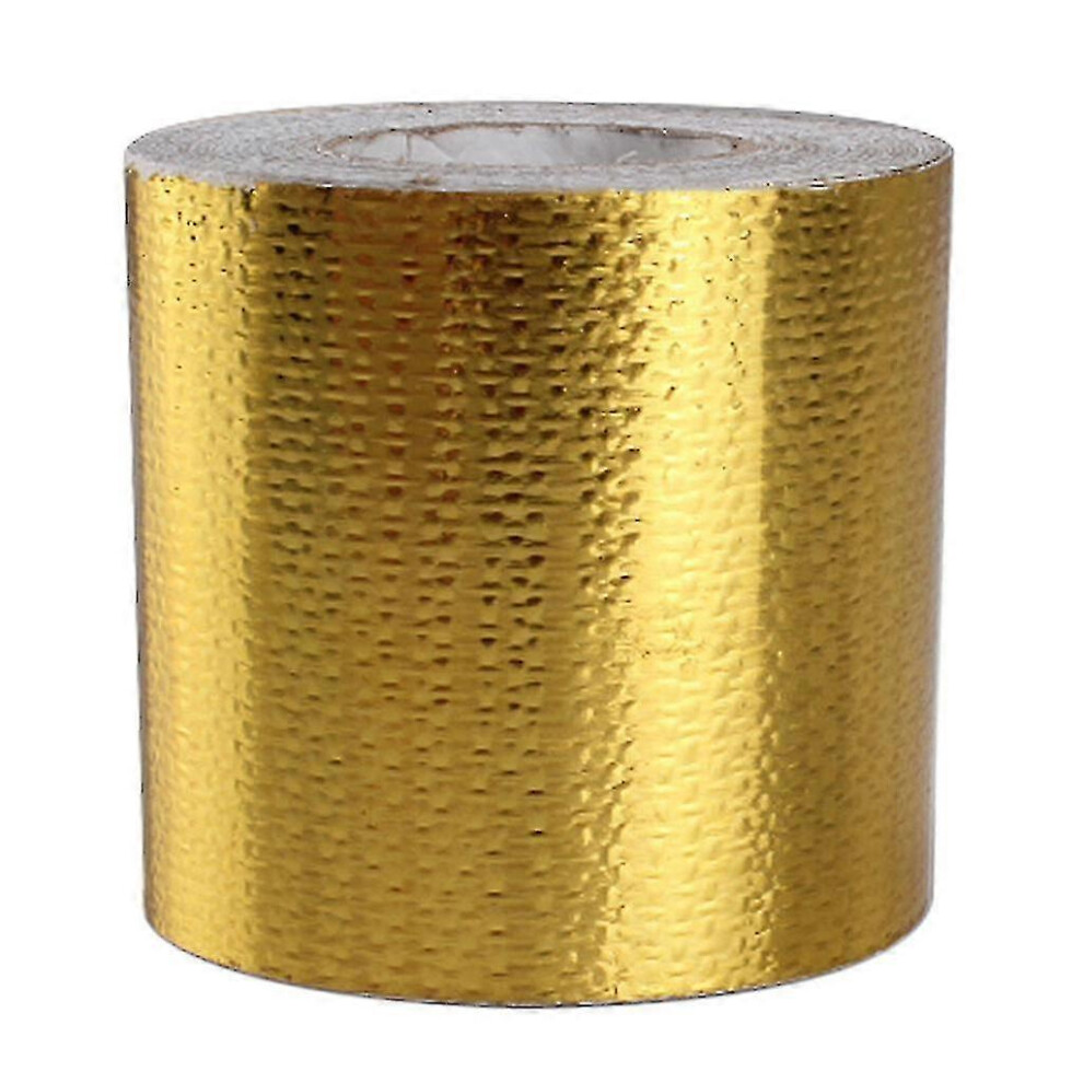 (10M*5Cm, Gold) High Temperature Bandage Tape Heat Reflective Adhesive Heat Shielding Tape 6942477758784