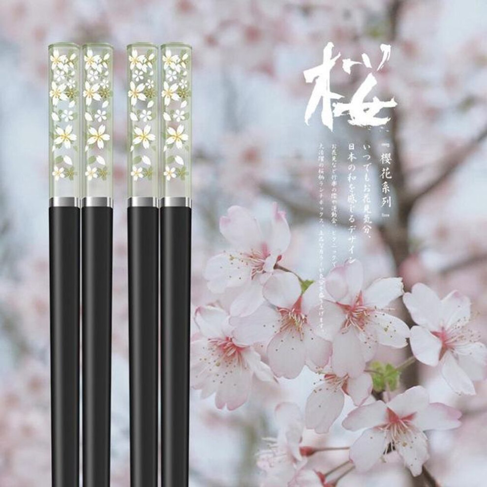 (green,black) Amber Sakura Japanese Chopsticks Pink Cherry Blossom Sushi Reusable Food Sticks Beautiful Chinese Cooking Chopsticks Tableware