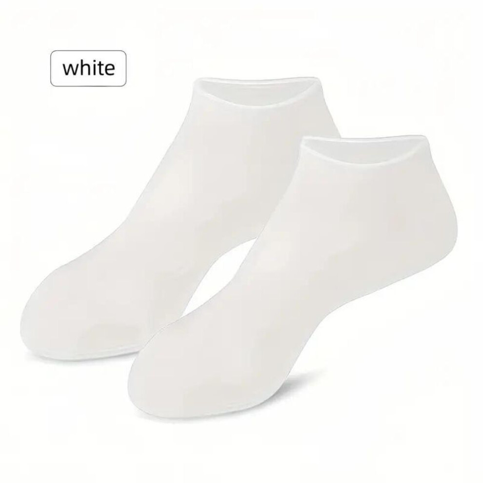 (white) Silicone Gel Moisturizing Socks Aloe Socks Pedicure Socks For Dry Cracked Feet Heel And Softening Rough And Dead Skin