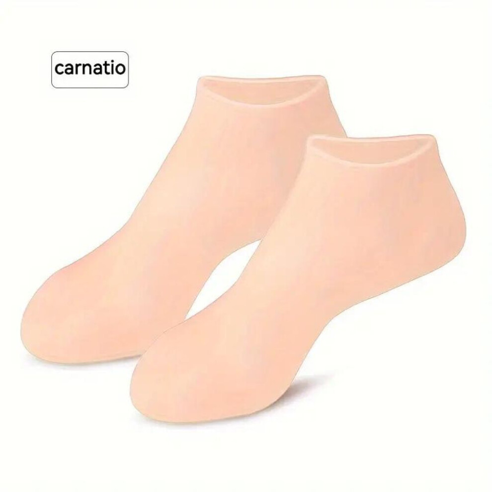 (beige) Silicone Gel Moisturizing Socks Aloe Socks Pedicure Socks For Dry Cracked Feet Heel And Softening Rough And Dead Skin