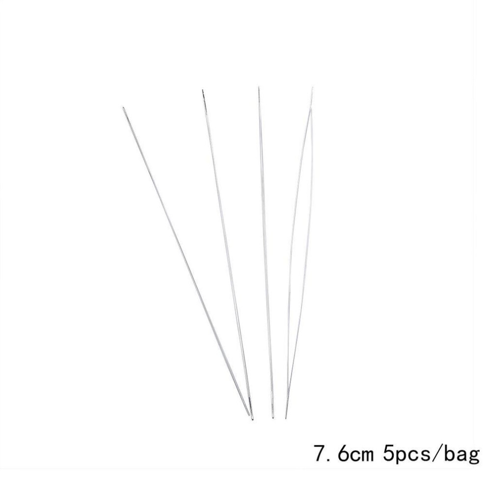 (4) Stainless Steel 5pcs Opening Curved Beading Needles Tools Pins For Bead Threading String Cord Easy Diy Jewelry Findings Making