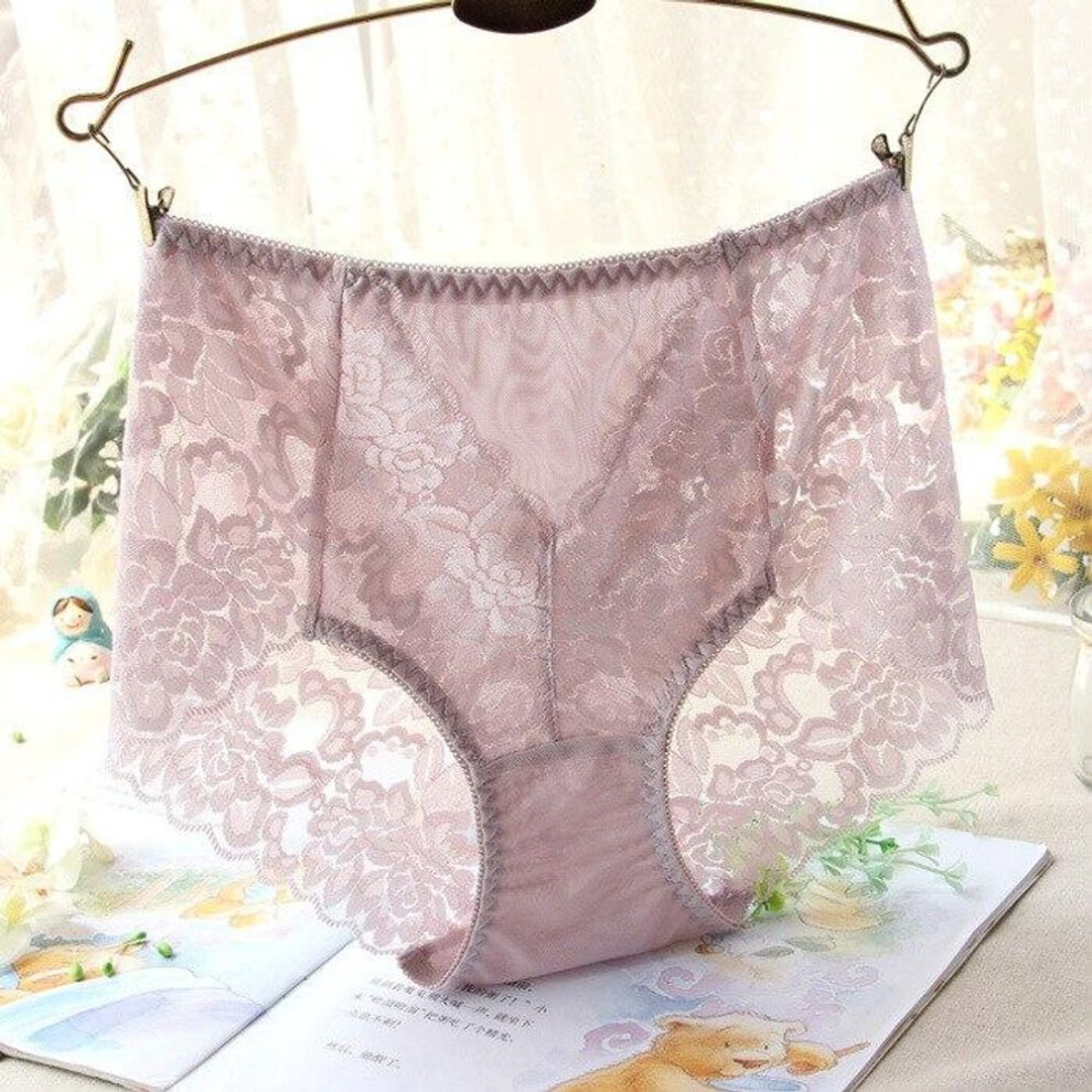 (pink, 4XL) Ladies Sexy Mesh Panties High-waist Seamless Lace Underwear Briefs Transparent Silk Women Cotton Health Knickers Lingerie Xxxl