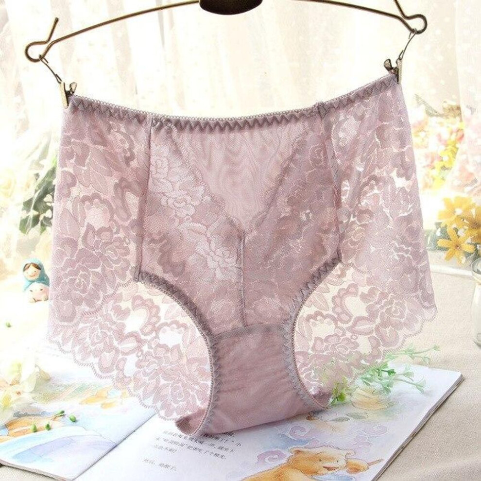 (pink, XXL&1pc) Ladies Sexy Mesh Panties High-waist Seamless Lace Underwear Briefs Transparent Silk Women Cotton Health Knickers Lingerie Xxxl