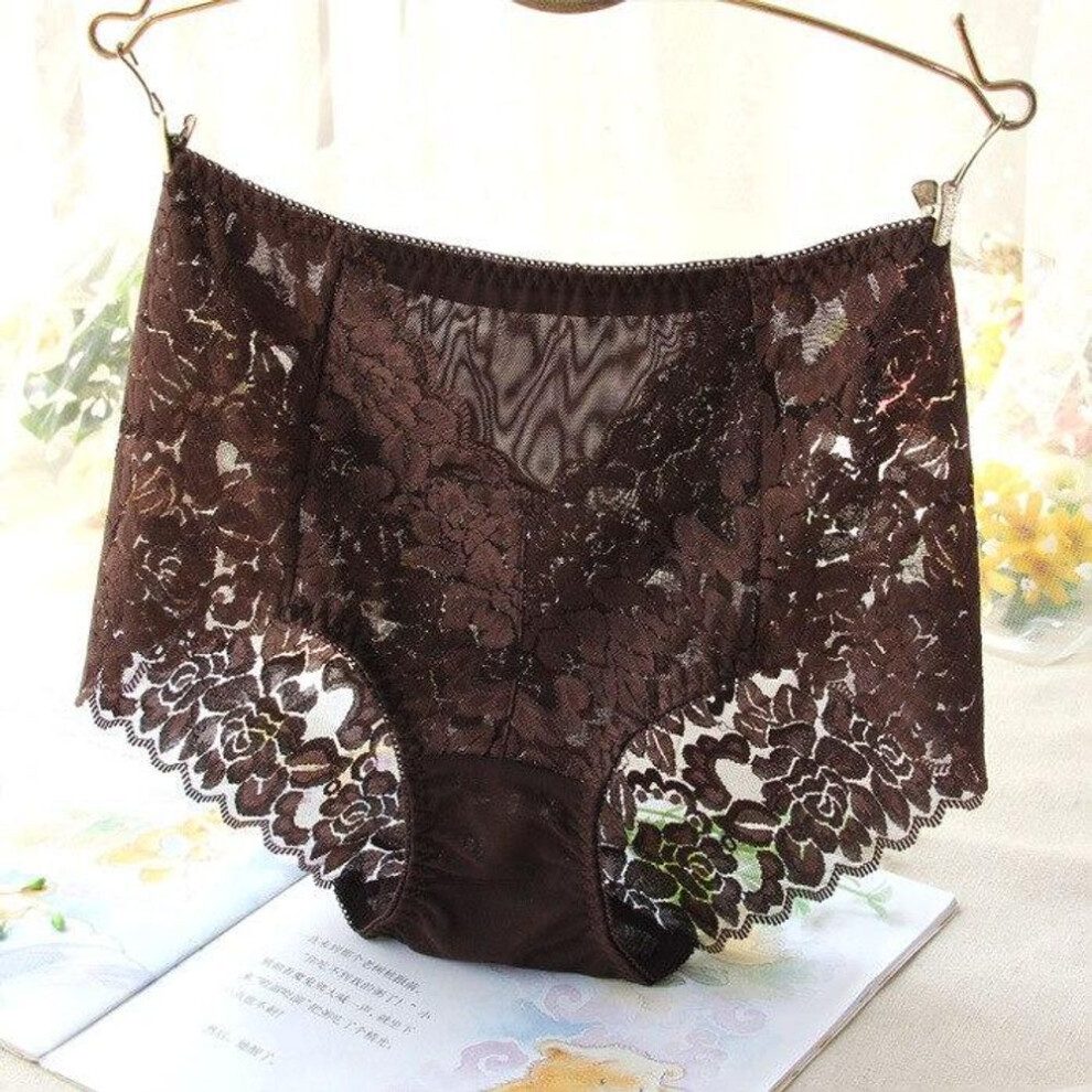 (auburn, XXXL&1pc) Ladies Mesh Panties with Seamless Lace and Silk, XXXL