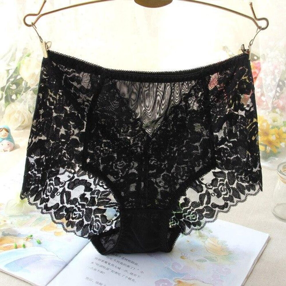 (black, L&1pc) Ladies Sexy Mesh Panties High-waist Seamless Lace Underwear Briefs Transparent Silk Women Cotton Health Knickers Lingerie Xxxl