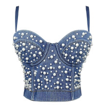 (S, One size) Pearl Fashion New Product Shaped Short Outwear Sexy Women's Cowboy Bras Costume