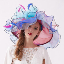 (As show, One size) Women's Adjustable Eugen Gauze Hat Spring/Summer New Outdoor Fashion Big Eaf Hat Style Embroidered Adult Hat