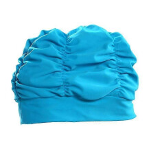 (lake blue, One size) Women Earmuffs Pleated Cloth Swimming Cap