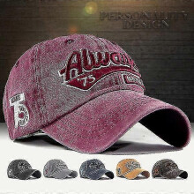 (wine red, One size) Fashion Outdoor Sports Unisex Cotton Baseball Cap Size Adjustable Washed Vintage Baseball Cap