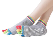(As show, One size) Women's Colorful Comcompatible Withtable Yoga Pilates Barre Cotton Toe Grip Socks With Non-slip Non-skid Gel Bottom