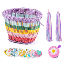 Kids Bike Basket Handwoven Bicycle Basket Comes with Leather Straps