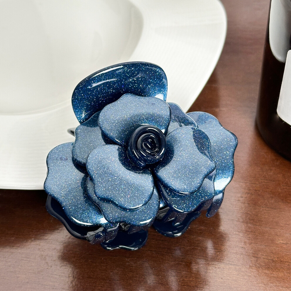 (Dark Blue8.2cm) Acetate Fashionable Hair Claw Clip Featuring Elegant Floral Design Trendy For Women-image-OPC-PG57QDD-NEW