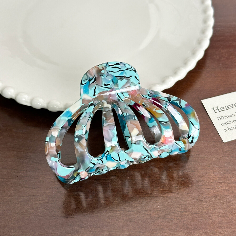 (Floral Blue Pumpkin Clip) Gorgeous Floral Acetate Hair Claw Clip For Trendy Hairstyles Statements And Fashion-image-OPC-PG57QFH-NEW