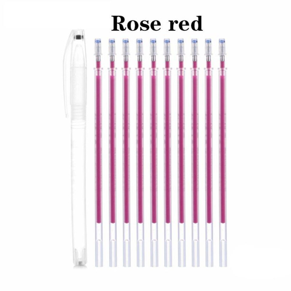 (rose red) 1set Heat Wrap Fade Out Fabric Markers Pencil High Temperature Disappearing Marker Pens Sewing Drawing Lines Accessories