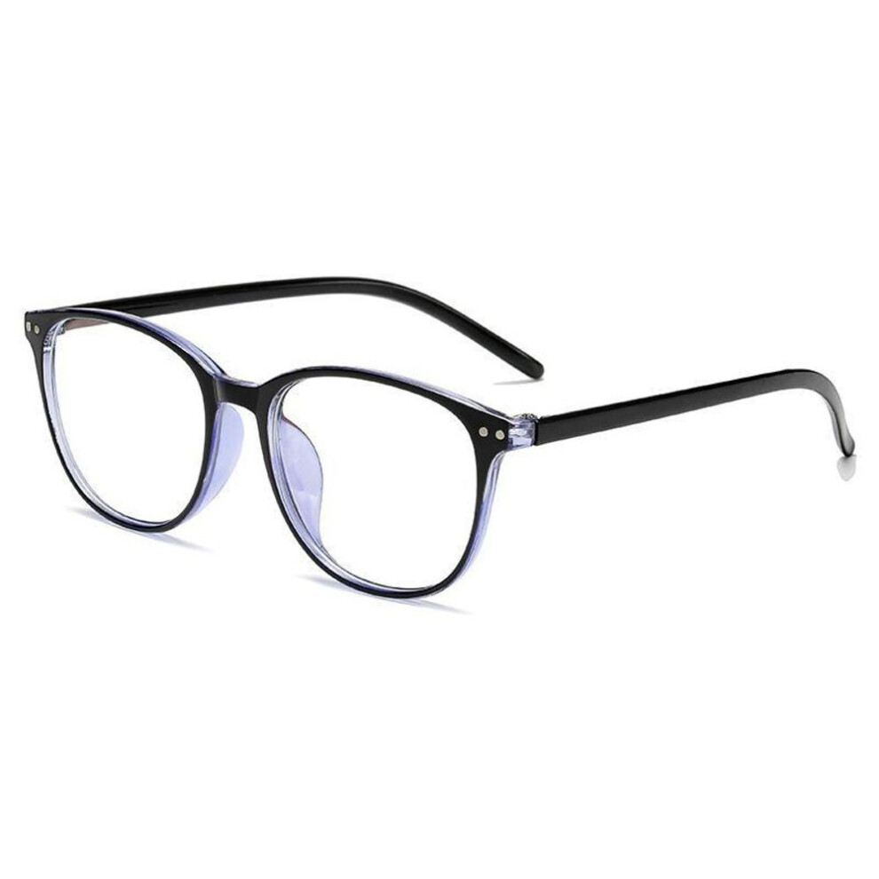 (blue, +1.5) Anti-Blue Light Reading Glasses Man Woman Retro Black Glasses Frame