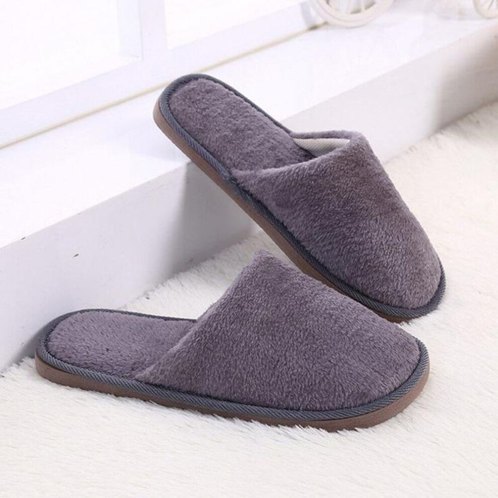 (grey, 41-42) Winter Slippers Men Indoor Shoes Casual Sneakers For Home Cotton Slipper Terlik Soft Plush Warm