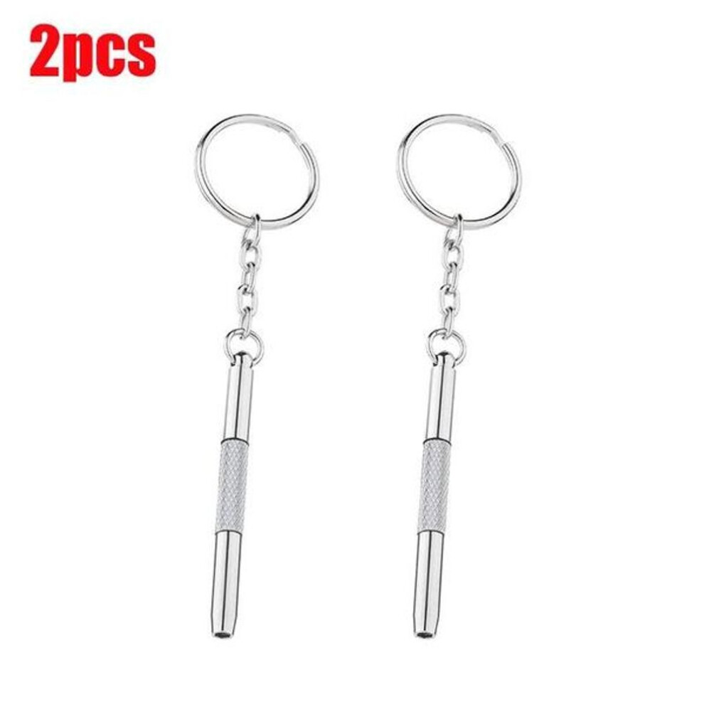 (as the picture, 2PCS) New Steel Glasses Screwdriver Eyeglass Screwdriver Watch Repair Kit With Keychain Portable Hand Tools Precision Screwdriver Tools