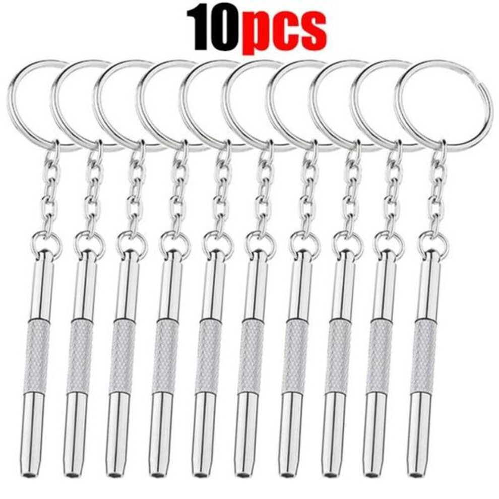 (as the picture, 10PCS) New Steel Glasses Screwdriver Eyeglass Screwdriver Watch Repair Kit With Keychain Portable Hand Tools Precision Screwdriver Tools