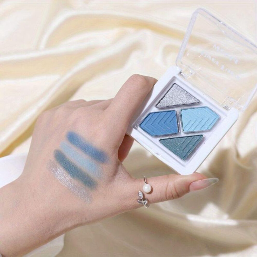 (01#) Portable Reverse World Four-color Eyeshadow Palette Spice Girl Pink Summer Blue Green Pocket Eyeshadow