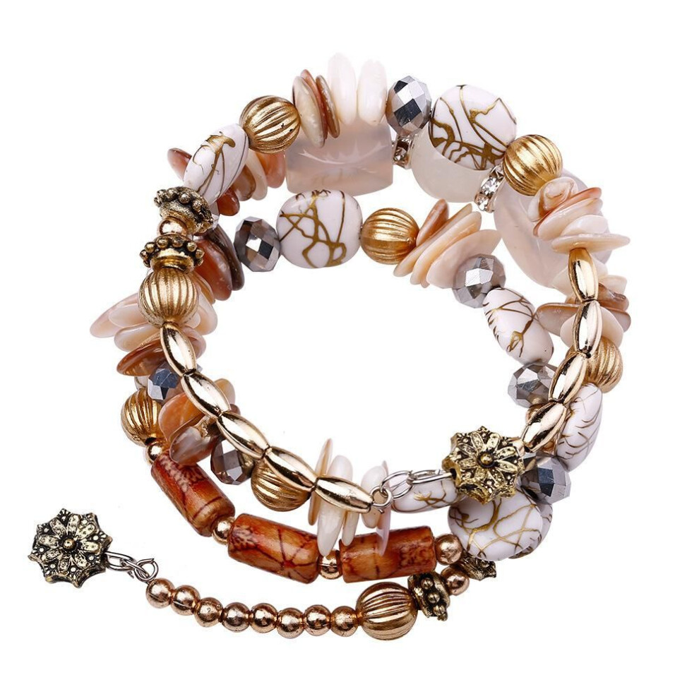 (white) Vintage Colorful Natural Stone Beads Bracelet Bohemian Multilayer Fashion Bracelets For Women And Men Bangles Jewelry