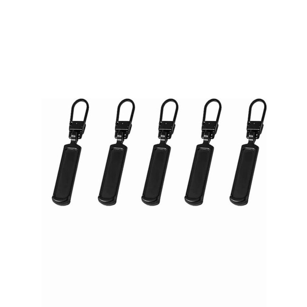 (5 Pcs Black) 5 Pcs Zipper Slider Puller Universal Replacement Zipper Puller Instant Zipper Repair Kit For Broken Buckle Diy Craft Sewing Accessoriy