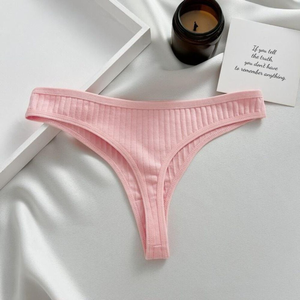 (pink, M) Finetoo Thongs For Women Soft Cotton Thong Sexy Low-rise T-back Underwear S-xl Comfortable Panties Girls Underwear