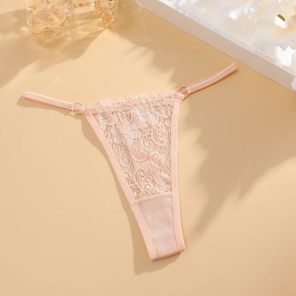 (apricot, XL) Finetoo Lace Panties For Women Sexy Bikini Thongs Panties Floral Lingerie Soft And Breathable Underwear