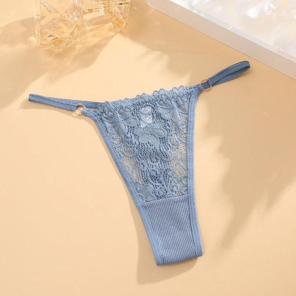 (blue, XL) Finetoo Lace Panties For Women Sexy Bikini Thongs Panties Floral Lingerie Soft And Breathable Underwear