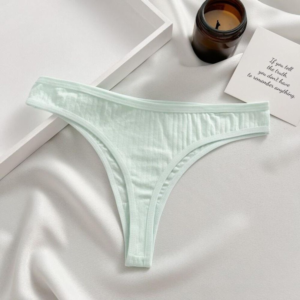 (light green, L) FINETOO Thong Underwear - Soft Cotton, Sexy Low-Rise, S-XL