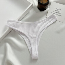 (white, M) FINETOO Thong Underwear - Soft Cotton, Sexy Low-Rise, S-XL