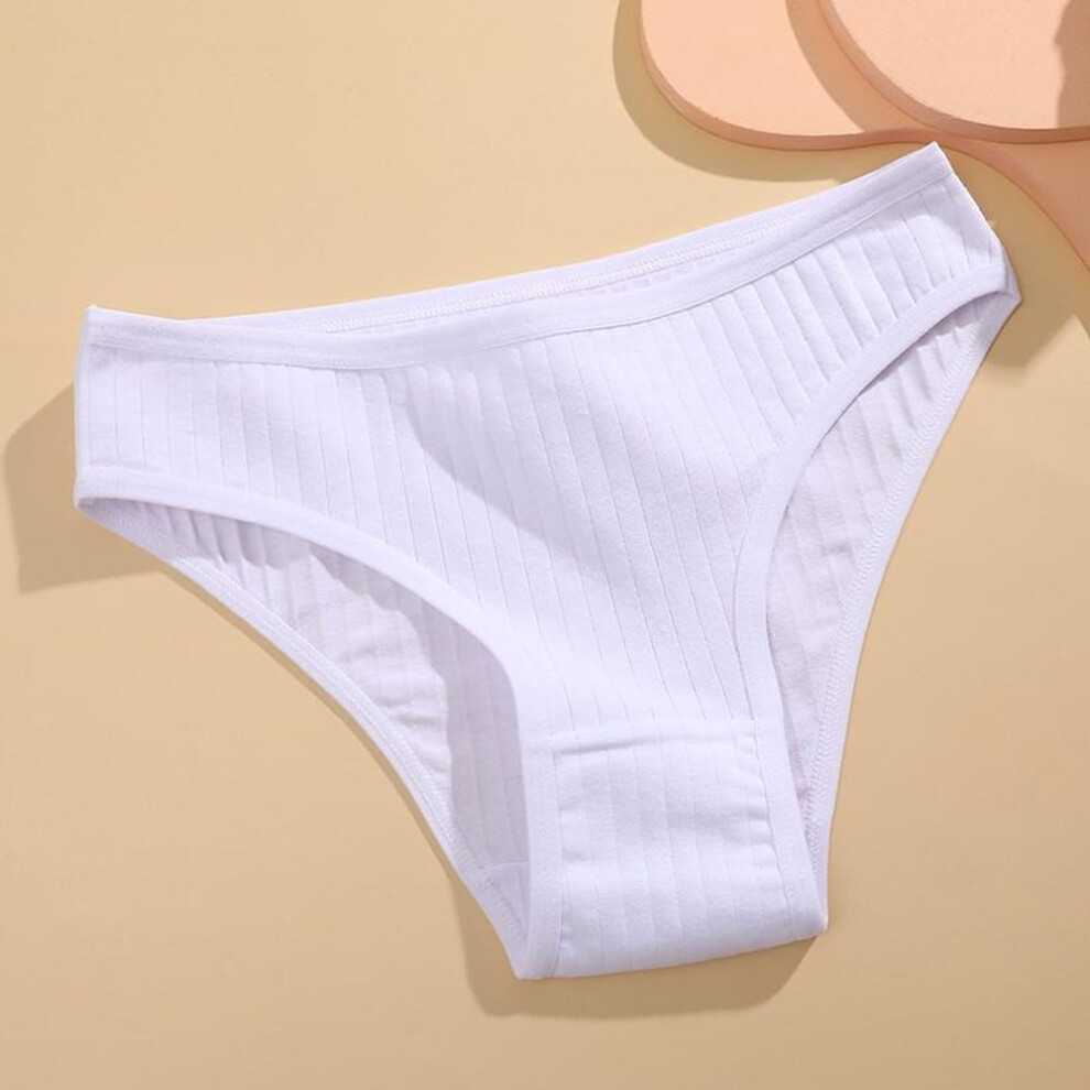 (white, L) Finetoo Cotton Panty Women's Solid Color Panties For Women Sexy Briefs Female Underpants M-xl