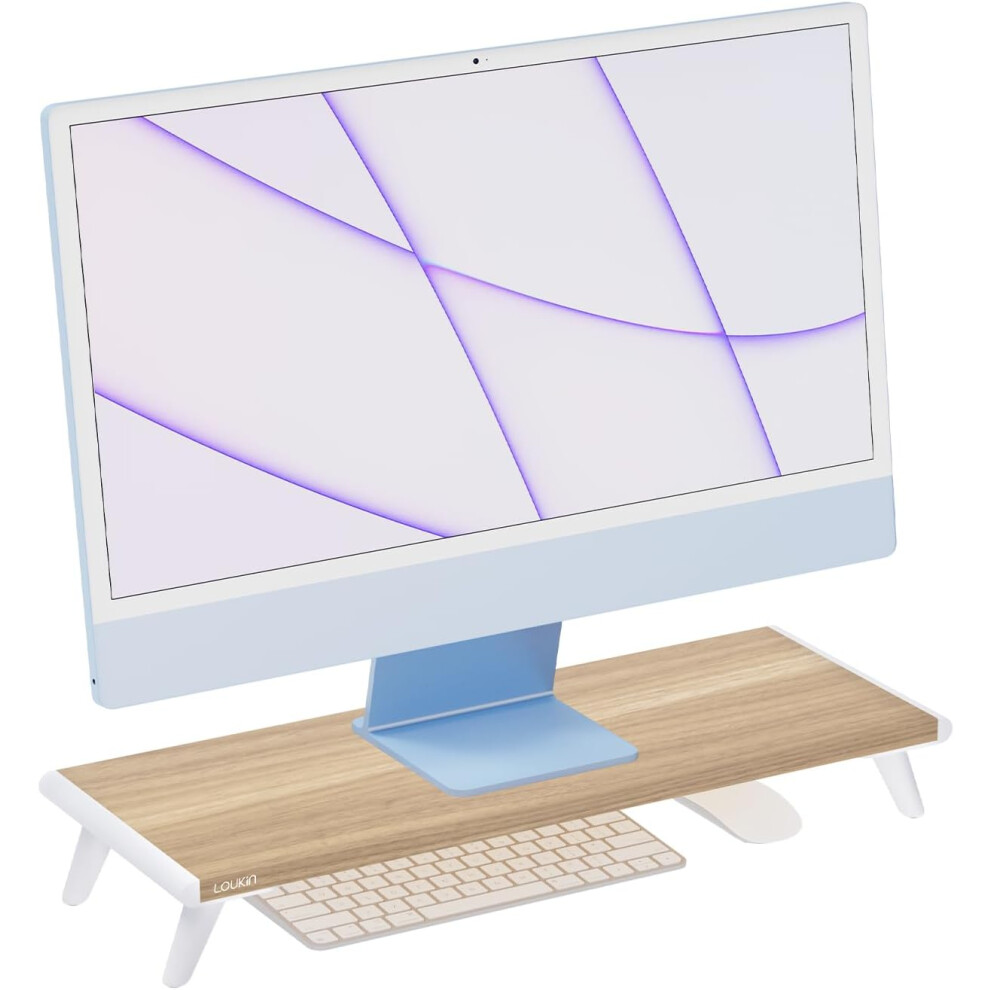 (Single-Wood) Monitor Stand Riser for Desk, 22.4" x 8.3" Larger Computer Stand for Laptop, PC, Printer, Sturdy Desktop Computer Shelf with Non-Skid Rubber,