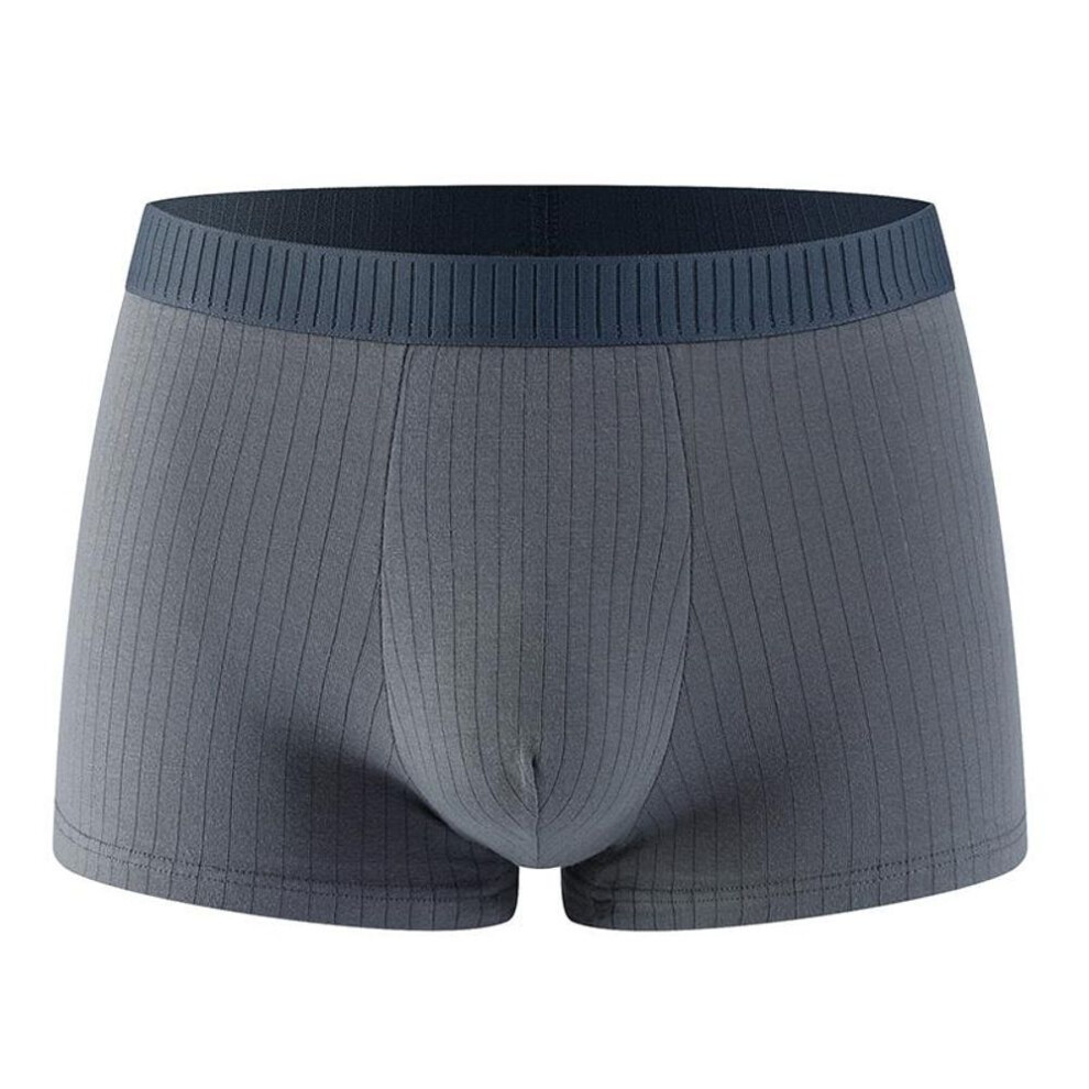 (dark gray, 3XL) Men's Breathable Cotton Boxer Briefs