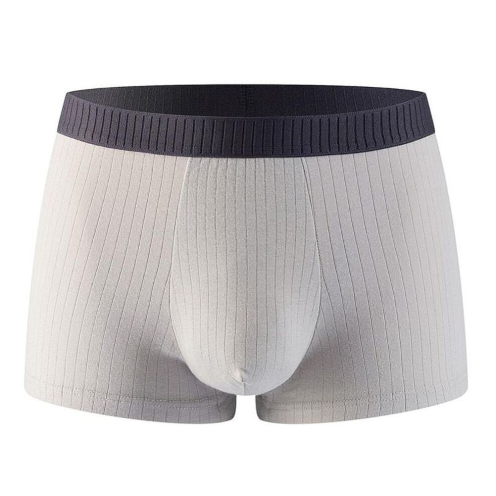 (beige, 3XL) Men's Breathable Cotton Boxer Briefs