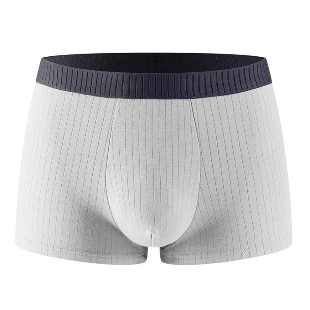 (light gray, 4XL) Fashion Men&apos;s Breathable Underwear Underpants Cotton Briefs Boxer Shorts Solid Color Panties