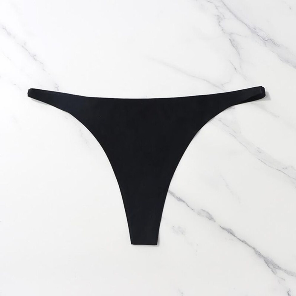 (black, M) Ice Silk Seamless Panties For Women Soft Thin Band Thongs Woman Satin Underwear Female Bikini Panties String Tangas Mujer