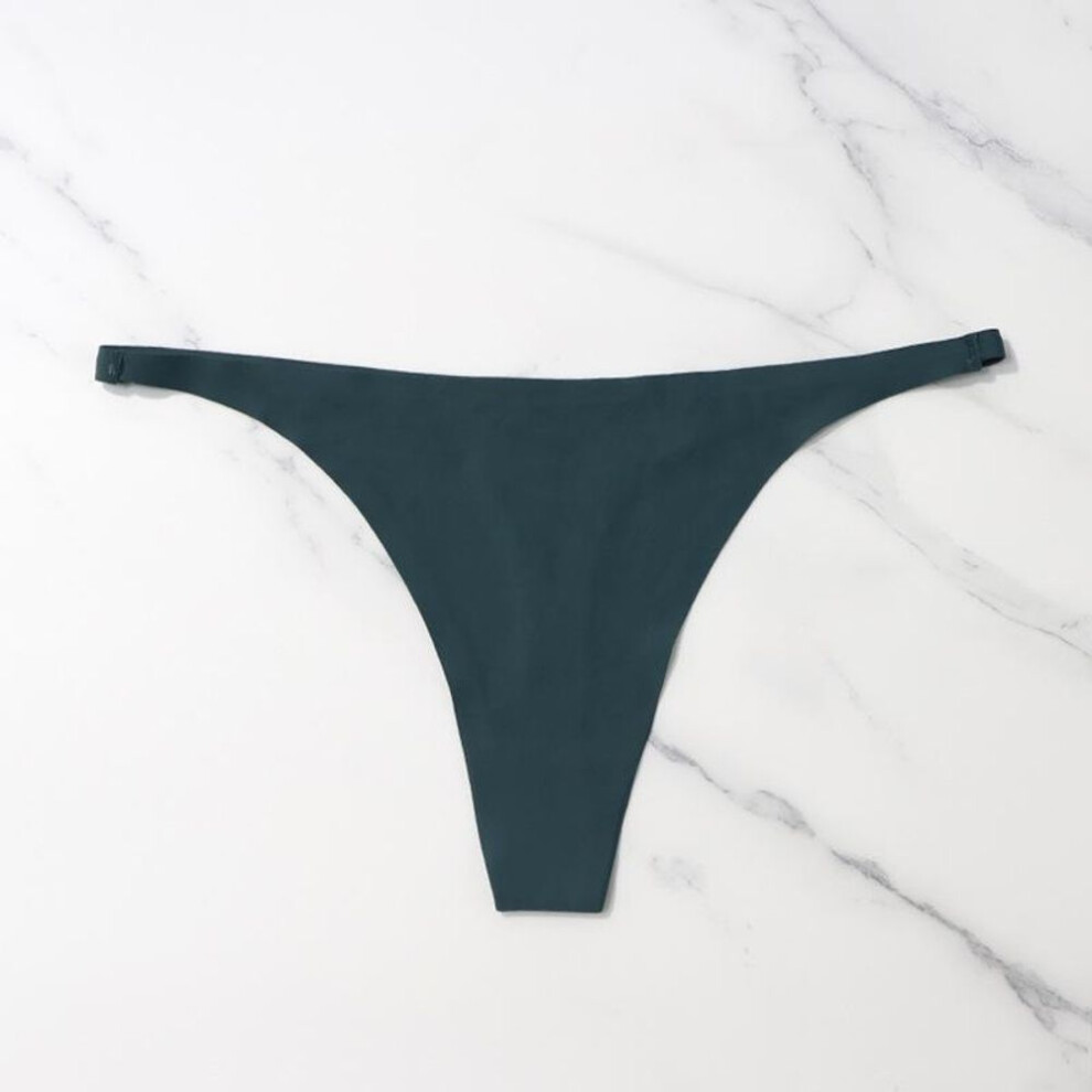 (green, XL) Ice Silk Seamless Panties For Women Soft Thin Band Thongs Woman Satin Underwear Female Bikini Panties String Tangas Mujer