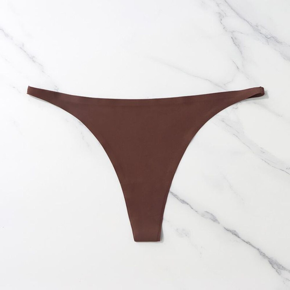 (brown, S) Ice Silk Seamless Panties For Women Soft Thin Band Thongs Woman Satin Underwear Female Bikini Panties String Tangas Mujer