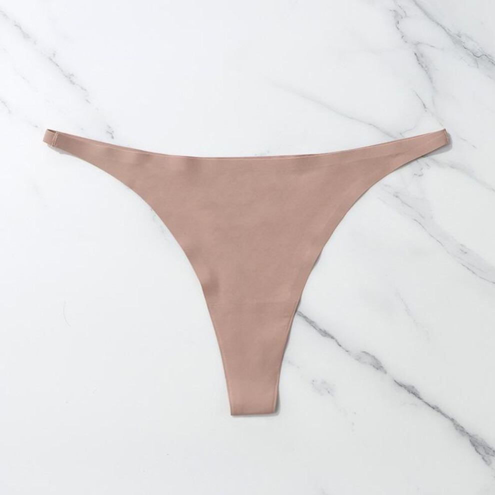 (coffee, M) Ice Silk Seamless Panties For Women Soft Thin Band Thongs Woman Satin Underwear Female Bikini Panties String Tangas Mujer