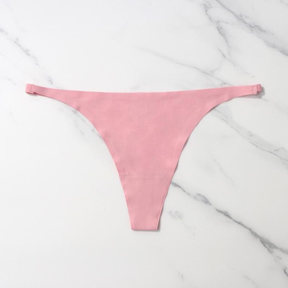 (pink, S) Ice Silk Seamless Panties For Women Soft Thin Band Thongs Woman Satin Underwear Female Bikini Panties String Tangas Mujer